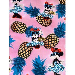 Disney Minnie Mouse Pineapple Print Scrub Top 2XL Cotton Fun and Colorful.